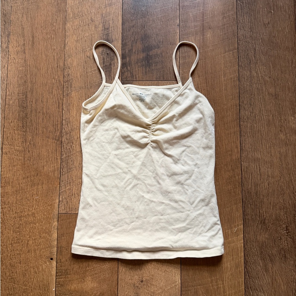 Butter Yellow Ruched V-Neck Camisole Tank Top - Brandy Melville